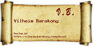 Vilheim Barakony névjegykártya
